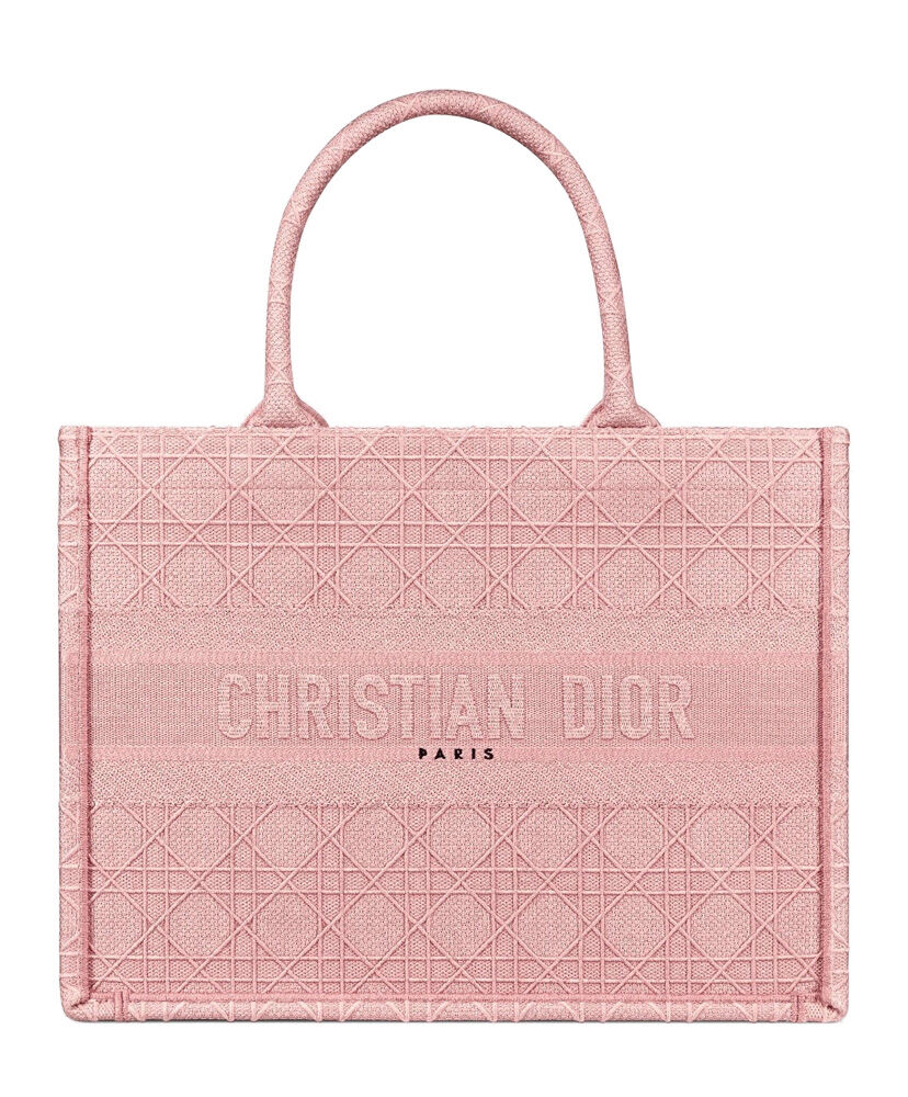 Christian Dior Book Tote Velvet Mizza Embroidery Canvas Pink